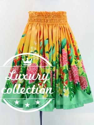 Hula Shantung Pa'u Skirt with Torch Ginger & Heliconia Print / Luxury Collection / J3037-4