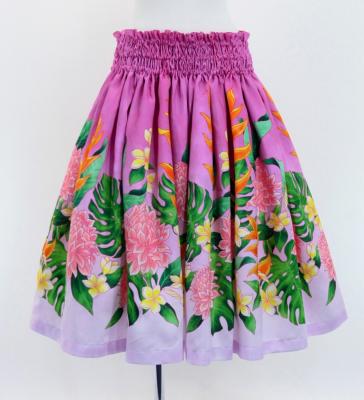 Hula Shantung Pa'u Skirt with Torch Ginger & Heliconia Print / Luxury Collection / J3037-5