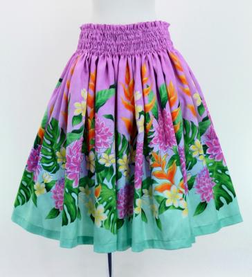 Hula Shantung Pa'u Skirt with Torch Ginger & Heliconia Print / Luxury Collection / J3037-6