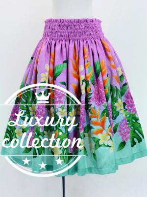 Hula Shantung Pa'u Skirt with Torch Ginger & Heliconia Print / Luxury Collection / J3037-6