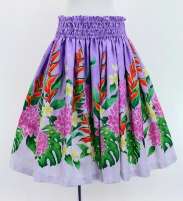 Hula Shantung Pa'u Skirt with Torch Ginger & Heliconia Print / Luxury Collection / J3037-8