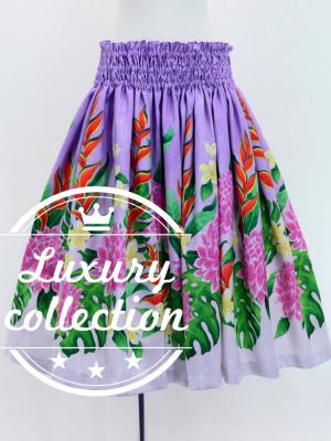 Hula Shantung Pa'u Skirt with Torch Ginger & Heliconia Print / Luxury Collection / J3037-8
