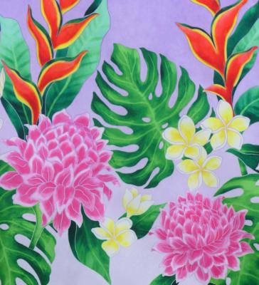 Hula Shantung Pa'u Skirt with Torch Ginger & Heliconia Print / Luxury Collection / J3037-8