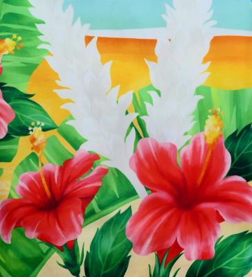 Hula Shantung Pa'u Skirt with Hibiscus Print / Luxury Collection / J3038-2