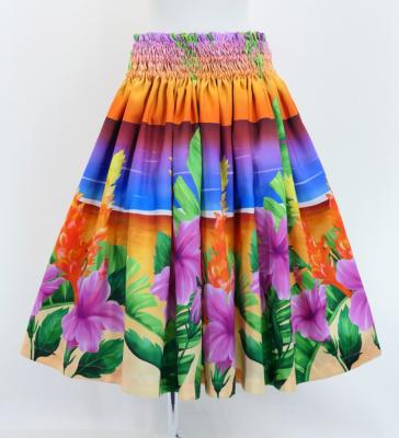 Hula Shantung Pa'u Skirt with Hibiscus Print / Luxury Collection / J3038-3