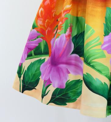 Hula Shantung Pa'u Skirt with Hibiscus Print / Luxury Collection / J3038-3