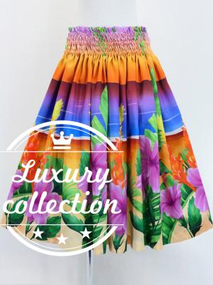 Hula Shantung Pa'u Skirt with Hibiscus Print / Luxury Collection / J3038-3
