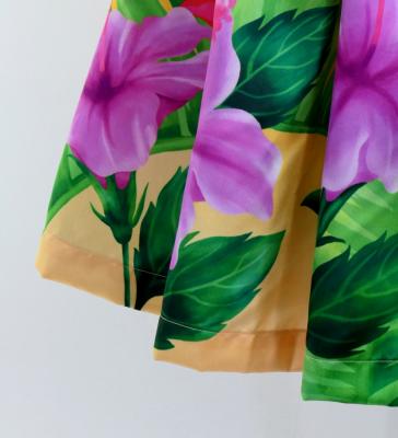 Hula Shantung Pa'u Skirt with Hibiscus Print / Luxury Collection / J3038-4