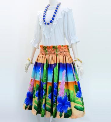 Hula Shantung Pa'u Skirt with Hibiscus Print / Luxury Collection / J3038-5
