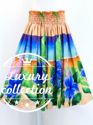 Hula Shantung Pa'u Skirt with Hibiscus Print / Luxury Collection / J3038-5