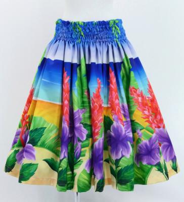 Hula Shantung Pa'u Skirt with Hibiscus Print / Luxury Collection / J3038-6
