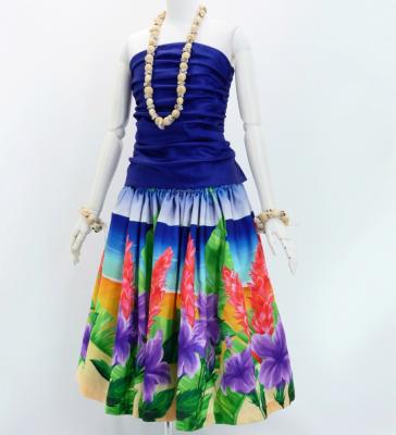Hula Shantung Pa'u Skirt with Hibiscus Print / Luxury Collection / J3038-6