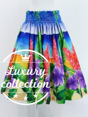 Hula Shantung Pa'u Skirt with Hibiscus Print / Luxury Collection / J3038-6