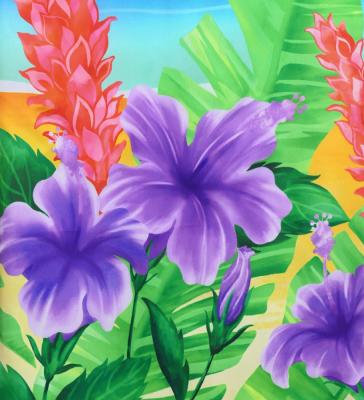 Hula Shantung Pa'u Skirt with Hibiscus Print / Luxury Collection / J3038-6