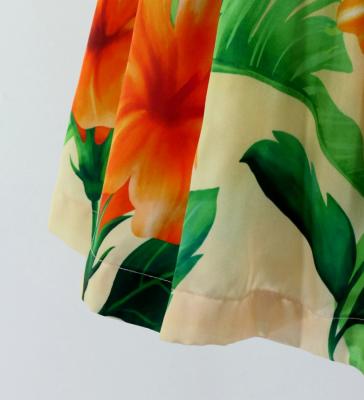 Hula Shantung Pa'u Skirt with Hibiscus Print / Luxury Collection / J3038-7
