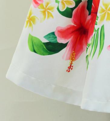 Hula Shantung Pa'u Skirt with Hibiscus & Plumeria Print / Luxury Collection / Beige / J3039be