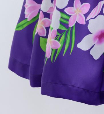 Hula Shantung Pa'u Skirt with Hibiscus & Plumeria Print / Luxury Collection / Purple / J3039pu