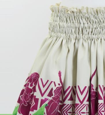 Hula Shantung Pa'u Skirt with Hula girl Print / Luxury Collection / Beige / J3040be