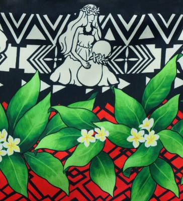 Hula Shantung Pa'u Skirt with Hula girl Print / Luxury Collection / Black / J3040bk