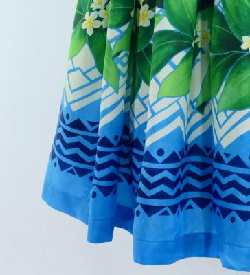 Hula Shantung Pa'u Skirt with Hula girl Print / Luxury Collection / Light Blue / J3040lbl