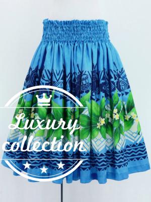 Hula Shantung Pa'u Skirt with Hula girl Print / Luxury Collection / Light Blue / J3040lbl