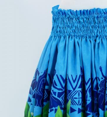 Hula Shantung Pa'u Skirt with Hula girl Print / Luxury Collection / Light Blue / J3040lbl