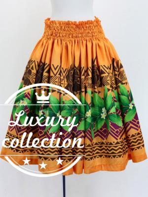 Hula Shantung Pa'u Skirt with Hula girl Print / Luxury Collection / Orange / J3040or