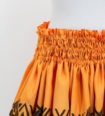 Hula Shantung Pa'u Skirt with Hula girl Print / Luxury Collection / Orange / J3040or