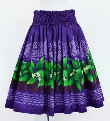 Hula Shantung Pa'u Skirt with Hula girl Print / Luxury Collection / Purple / J3040pu