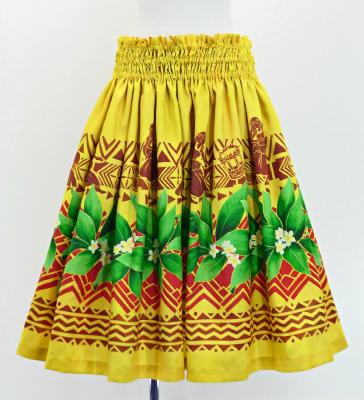 Hula Shantung Pa'u Skirt with Hula girl Print / Luxury Collection / Yellow / J3040ye