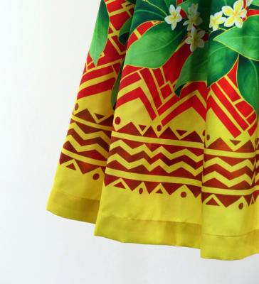 Hula Shantung Pa'u Skirt with Hula girl Print / Luxury Collection / Yellow / J3040ye