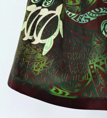 Hula Shantung Pa'u Skirt with Kahiko&Honu Print / Luxury Collection / Brown / J3042br