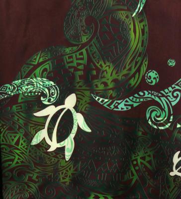Hula Shantung Pa'u Skirt with Kahiko&Honu Print / Luxury Collection / Brown / J3042br