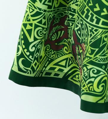 Hula Shantung Pa'u Skirt with Kahiko&Honu Print / Luxury Collection / Green / J3042gr