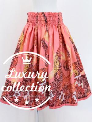 Hula Shantung Pa'u Skirt with Kahiko&Honu Print / Luxury Collection / Pink / J3042pi