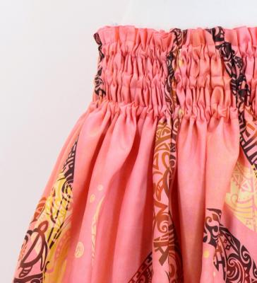 Hula Shantung Pa'u Skirt with Kahiko&Honu Print / Luxury Collection / Pink / J3042pi
