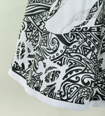 Hula Shantung Pa'u Skirt with Kahiko&Honu Print / Luxury Collection / White / J3042wh