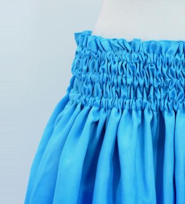 Hula Shantung Pa'u Skirt with Lehua Print / Luxury Collection / Blue / J3043bl