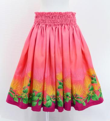Hula Shantung Pa'u Skirt with Lehua Print / Luxury Collection / Pink / J3043pi