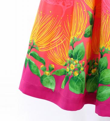 Hula Shantung Pa'u Skirt with Lehua Print / Luxury Collection / Pink / J3043pi
