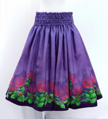 Hula Shantung Pa'u Skirt with Lehua Print / Luxury Collection / Purple / J3043pu