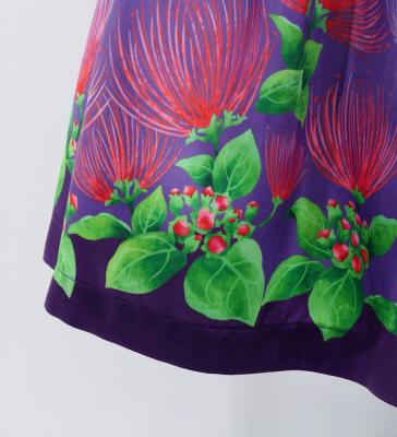 Hula Shantung Pa'u Skirt with Lehua Print / Luxury Collection / Purple / J3043pu