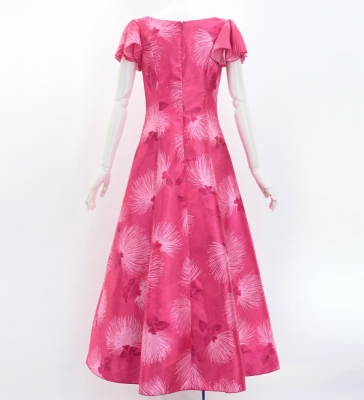 Hula Long Dress with Lehua Print / Luxury Collection / Pink / J3044pi