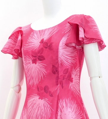 Hula Long Dress with Lehua Print / Luxury Collection / Pink / J3044pi