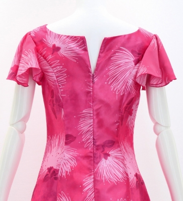 Hula Long Dress with Lehua Print / Luxury Collection / Pink / J3044pi
