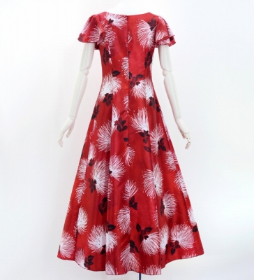 Hula Long Dress with Lehua Print / Luxury Collection / Red/ J3044rd