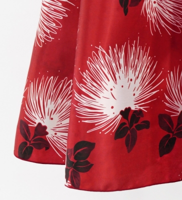 Hula Long Dress with Lehua Print / Luxury Collection / Red/ J3044rd