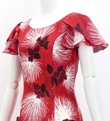 Hula Long Dress with Lehua Print / Luxury Collection / Red/ J3044rd