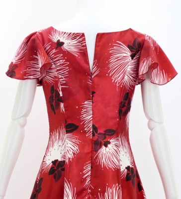 Hula Long Dress with Lehua Print / Luxury Collection / Red/ J3044rd