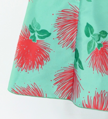 Hula Long Dress with Lehua Print / Luxury Collection / Turquoise Blue/ J3044tbl